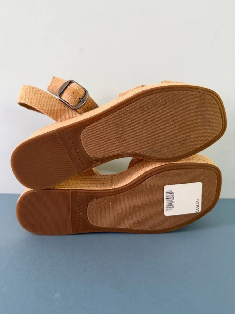 Lucky Brand‎ Bainda Natural Espadrille Wedge Ankle Strap Sandals